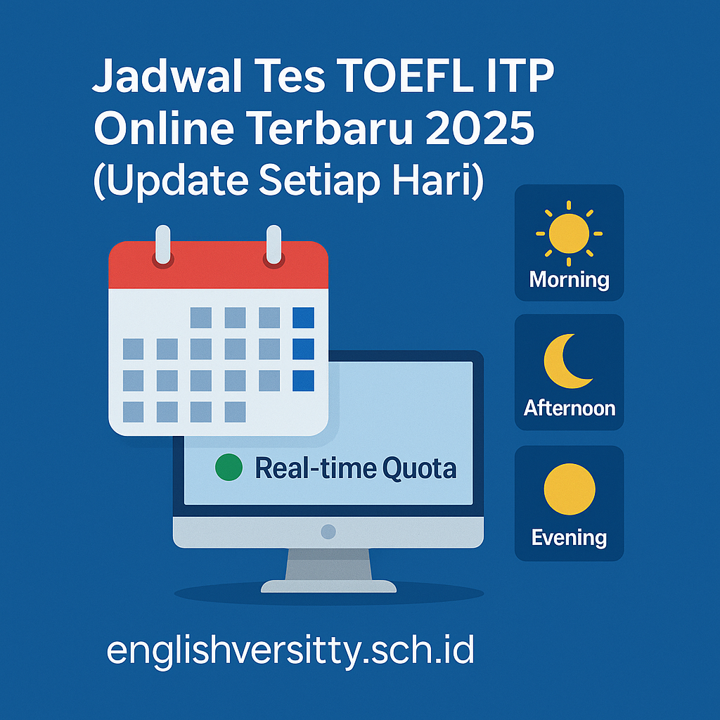 Jadwal Tes TOEFL ITP Online Terbaru 2025 (Update Setiap Hari)
