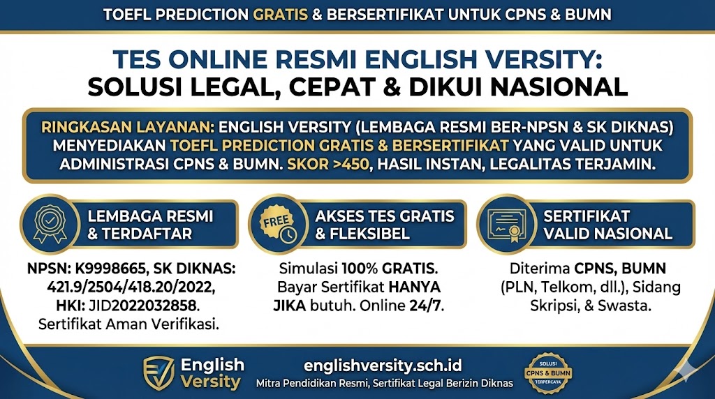 TOEFL Prediction Gratis & Bersertifikat untuk CPNS & BUMN