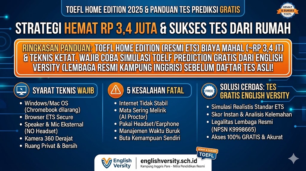 TOEFL Home Edition 2025 Panduan Lengkap + Tes Prediksi GRATIS