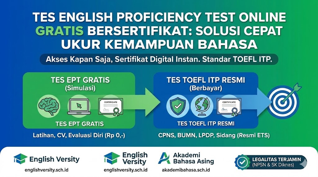 Tes English Proficiency Test Online Gratis Bersertifikat