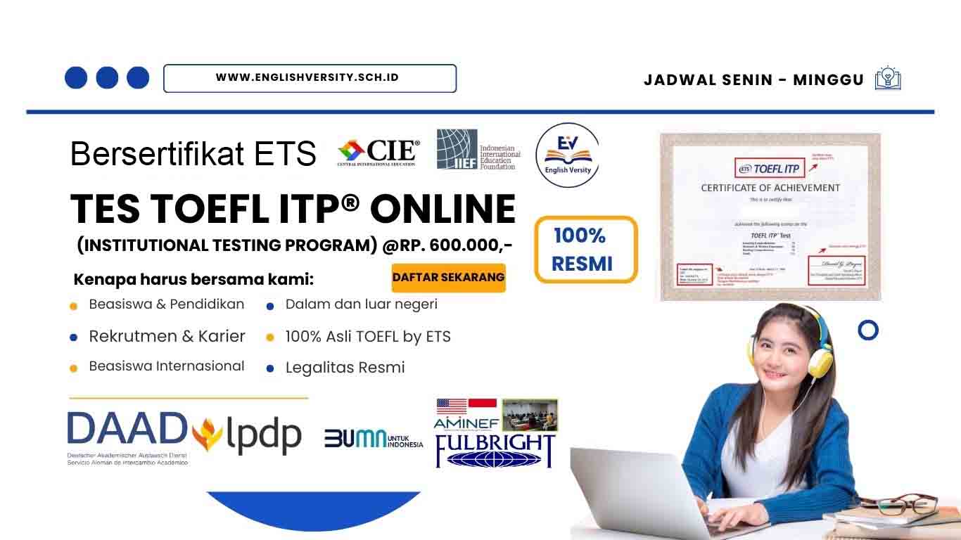 Tes TOEFL Resmi Online 2025 | Jadwal, Biaya, dan Daftar Resmi ETS